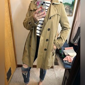 GAP Tan Khaki Double Breasted Essential Prep Trench Coat